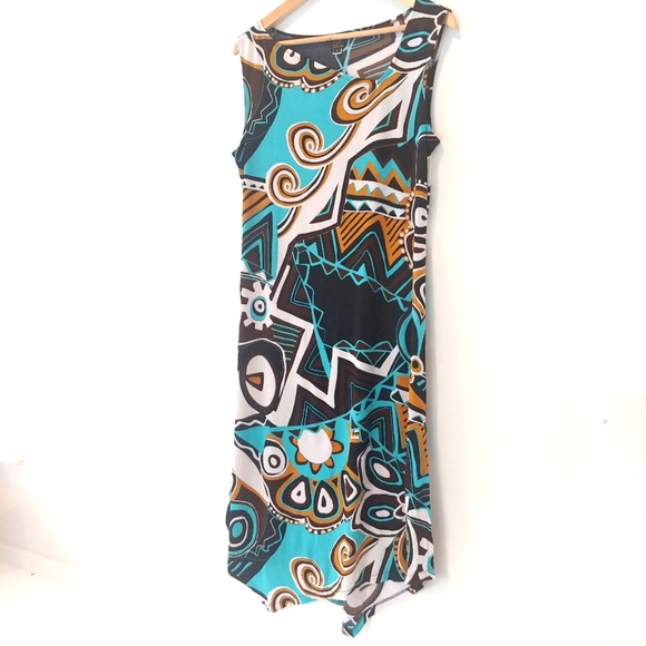 Yolanda Kwan Midi Dress W/ Asymmetric Neck & Hemline - Picture 10 of 10